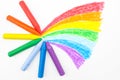 Child's rainbow crayon drawing Royalty Free Stock Photo