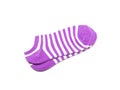 Child`s striped socks, purple sock for backgrounds or textures