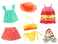 Child's summer clothes set isolated. Royalty Free Stock Photo