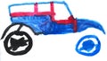 Childs drawing - blue-red car