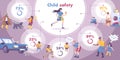 Child Safety Infographic Set Royalty Free Stock Photo