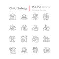 Child safety linear icons set Royalty Free Stock Photo