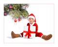 Child in a Santaclaus costume with a present.