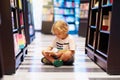 Child in school library. Kids reading books Royalty Free Stock Photo