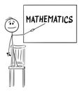 Child in School and Mathematics , Vector Cartoon Stick Figure Illustration