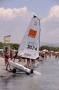 Child school sailing in sardinia Royalty Free Stock Photo