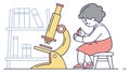 Child Scientist with Microscope, Early Scientific Exploration, vector design Generative AI Royalty Free Stock Photo