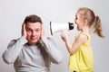 Child in a megaphone parent