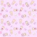 Child seamless pattern with cats.