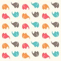 Child seamless pattern with cute cartoon elephants. Animals Funny. Vector illustration.