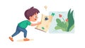 Child Searching Map Discovery Adventure Vector Design Generative AI Royalty Free Stock Photo
