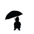 Child seizes and holds the umbrella silhouette