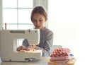 Child sewing Royalty Free Stock Photo