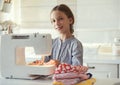 Child sewing Royalty Free Stock Photo