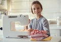 Child sewing Royalty Free Stock Photo