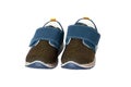 Child shoe fashion. A pair of blue denim child sneaker or sport Royalty Free Stock Photo