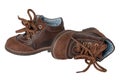 Child shoe fashion. A pair of elegant brown leather shoes with s Royalty Free Stock Photo