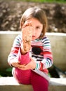 Child is showing dirty feet from playing in mud Royalty Free Stock Photo