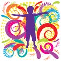 Child silhouette with colorful swirly background