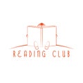 Child sitting and read book, reading club logo