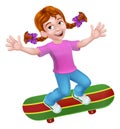 Child Skateboarding Girl Kid Cartoon