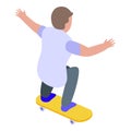 Child skateboarding icon, isometric style