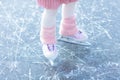 Child skating on natural ice Royalty Free Stock Photo