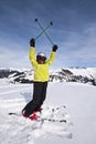Child on ski Areches, Savoie, France Royalty Free Stock Photo