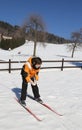 child skiing with cross-country skis Royalty Free Stock Photo