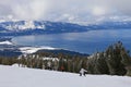 Child skiing downhill in Lake Tahoe