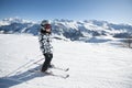 Child skiing, french Alps Royalty Free Stock Photo