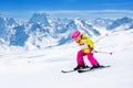 Ski and snow fun. Kids skiing. Child winter sport. Royalty Free Stock Photo