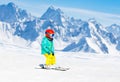 Kids winter snow sport. Children ski. Family skiing. Royalty Free Stock Photo