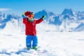 Kids winter snow sport. Children ski. Family skiing. Royalty Free Stock Photo