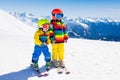 Ski and snow winter fun for kids. Children skiing. Royalty Free Stock Photo
