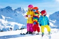 Ski and snow winter fun for kids. Children skiing. Royalty Free Stock Photo