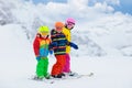 Ski and snow winter fun for kids. Children skiing Royalty Free Stock Photo