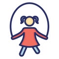 Child skipping, girl jump roping Isolated Vector icon which can easily modify or edit