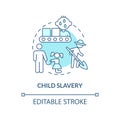 Child slavery blue concept icon