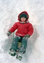 Child sledge on snow