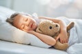 Child is sleeping in the bed Royalty Free Stock Photo