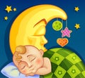 Child sleeping on the moon