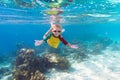 Child snorkeling. Kids underwater. Beach and sea Royalty Free Stock Photo