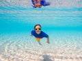 Child snorkeling. Kids underwater. Beach and sea Royalty Free Stock Photo