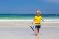 Child snorkeling on tropical beach. Kids snorkel Royalty Free Stock Photo