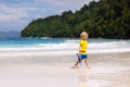 Child snorkeling on tropical beach. Kids snorkel Royalty Free Stock Photo