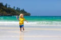 Child snorkeling on tropical beach. Kids snorkel Royalty Free Stock Photo