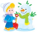 Child and snowman