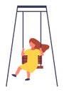 Child spending time at playground, kindergarten, kid have fun, recreation, girl rest relax on swing