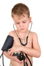Child with sphygmomanometer Royalty Free Stock Photo